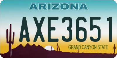 AZ license plate AXE3651