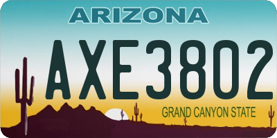 AZ license plate AXE3802