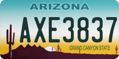AZ license plate AXE3837