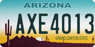 AZ license plate AXE4013