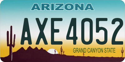 AZ license plate AXE4052