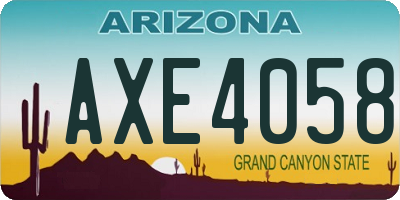 AZ license plate AXE4058