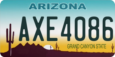AZ license plate AXE4086