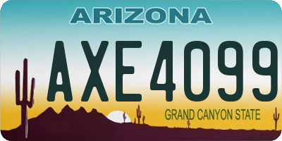AZ license plate AXE4099