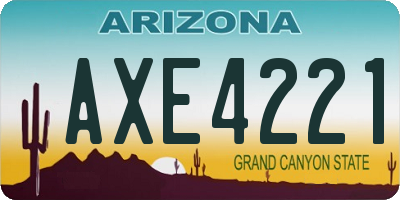 AZ license plate AXE4221