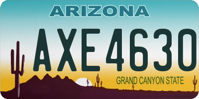 AZ license plate AXE4630