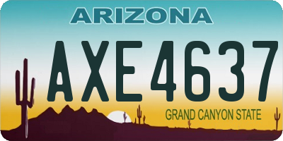 AZ license plate AXE4637