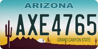 AZ license plate AXE4765