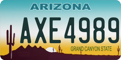 AZ license plate AXE4989