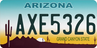 AZ license plate AXE5326