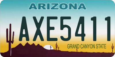 AZ license plate AXE5411