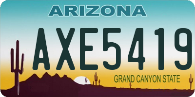 AZ license plate AXE5419