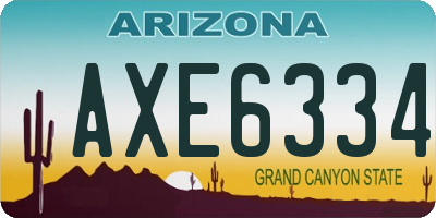 AZ license plate AXE6334