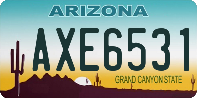 AZ license plate AXE6531