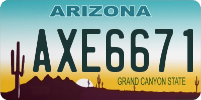 AZ license plate AXE6671