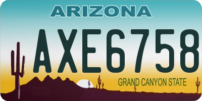 AZ license plate AXE6758