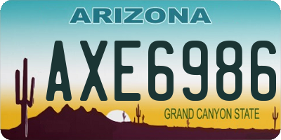 AZ license plate AXE6986