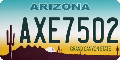 AZ license plate AXE7502