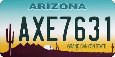 AZ license plate AXE7631
