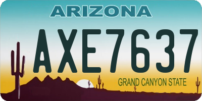 AZ license plate AXE7637