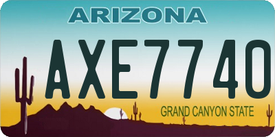 AZ license plate AXE7740