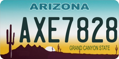 AZ license plate AXE7828