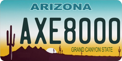 AZ license plate AXE8000