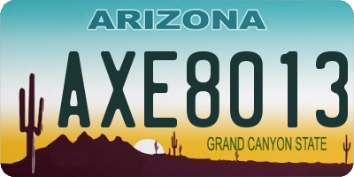 AZ license plate AXE8013
