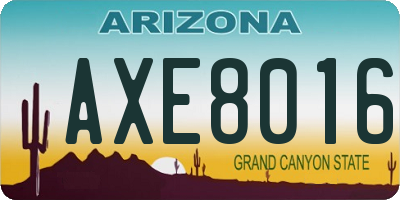 AZ license plate AXE8016