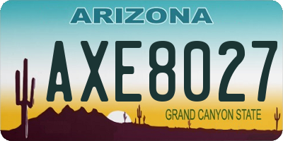 AZ license plate AXE8027