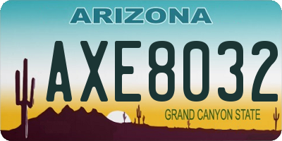 AZ license plate AXE8032