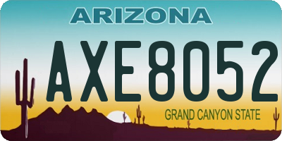 AZ license plate AXE8052