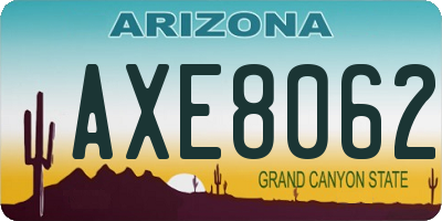 AZ license plate AXE8062