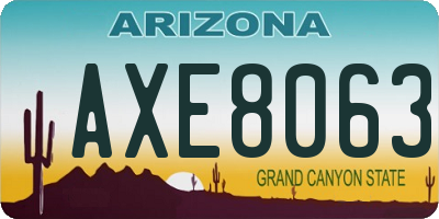 AZ license plate AXE8063