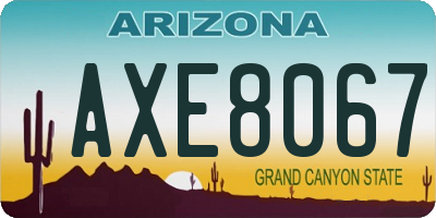 AZ license plate AXE8067
