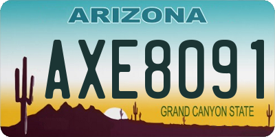 AZ license plate AXE8091