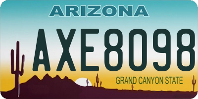 AZ license plate AXE8098