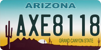 AZ license plate AXE8118