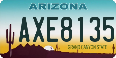 AZ license plate AXE8135