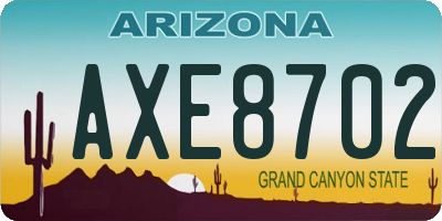 AZ license plate AXE8702