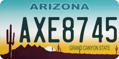 AZ license plate AXE8745