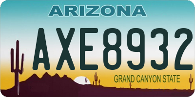 AZ license plate AXE8932