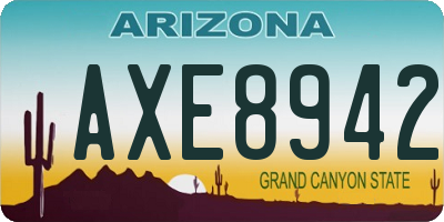 AZ license plate AXE8942