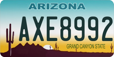 AZ license plate AXE8992