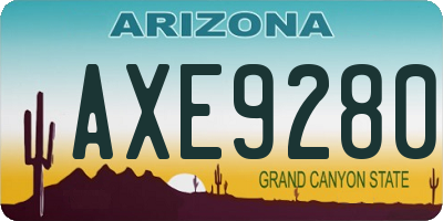 AZ license plate AXE9280