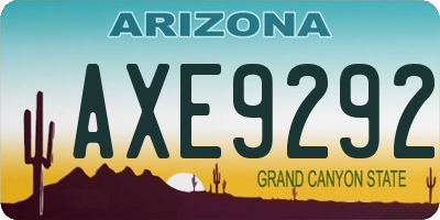 AZ license plate AXE9292