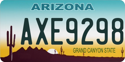 AZ license plate AXE9298