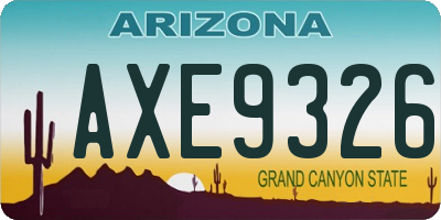 AZ license plate AXE9326