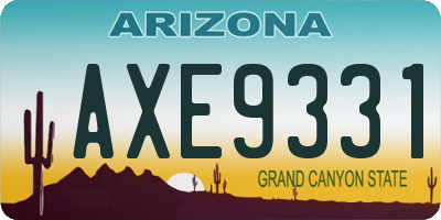 AZ license plate AXE9331