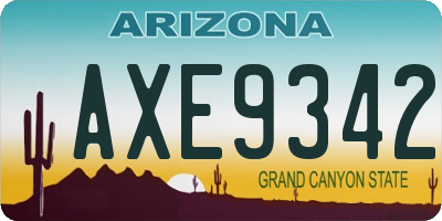 AZ license plate AXE9342